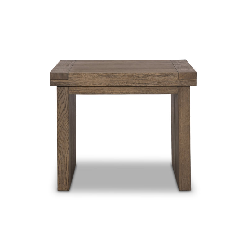 WARBY Solid Wood End Table, Worn Oak Veneer