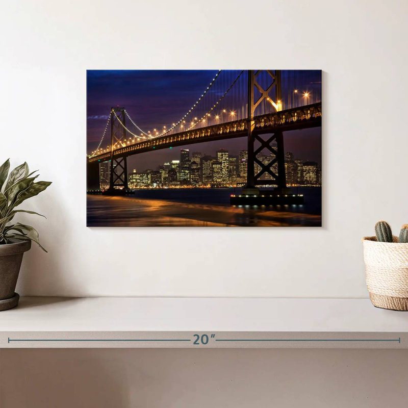 Lilie, le pont de la baie d'Oakland au crépuscule, H 8 po x l 12 po