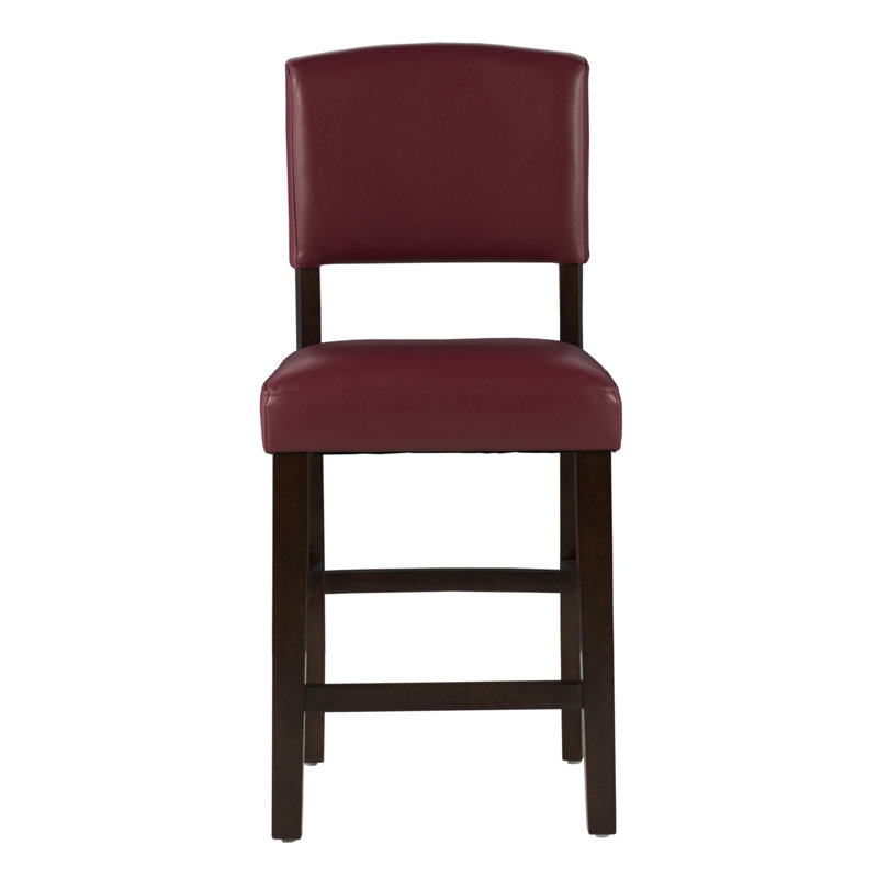 Barile Upholstered Counter/Bar Stool, Counter Stool (24.17" Seat Height), Red