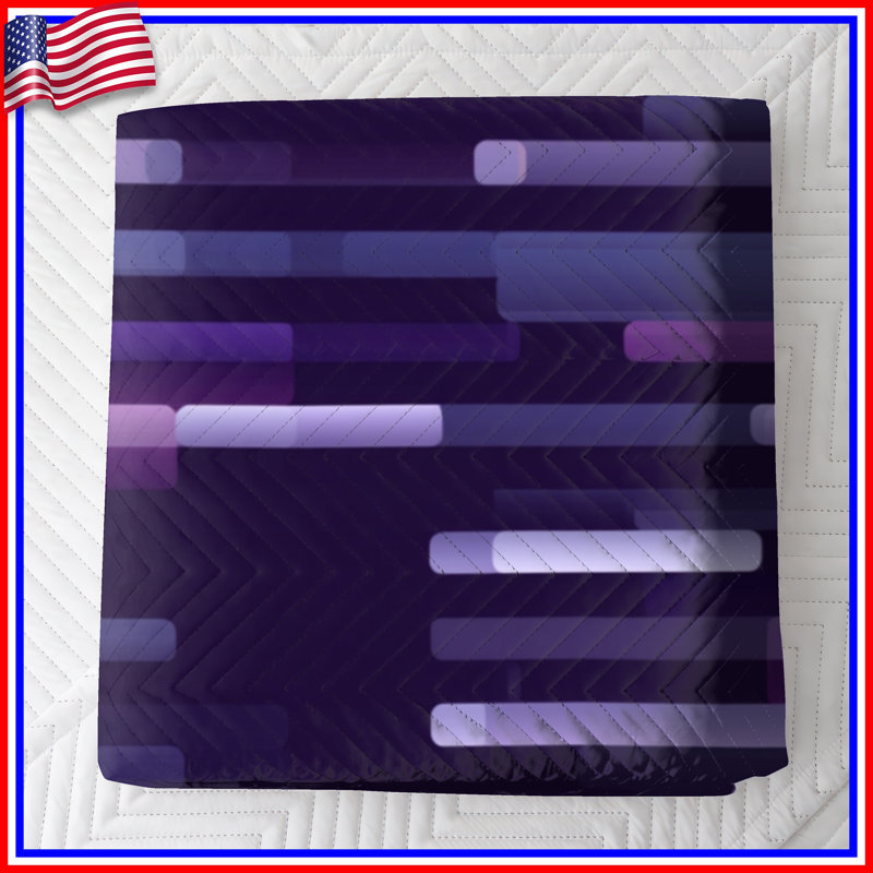 Couvre-lit matelassé mauve à lignes rectangulaires , Lit simple