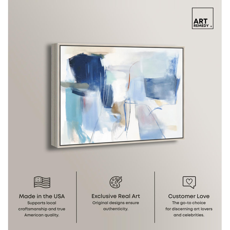 «Winter White I», reproduction sur toile bleu sarcelle par Art Remedy, H 37 po x l 46 po, Cadre argenté