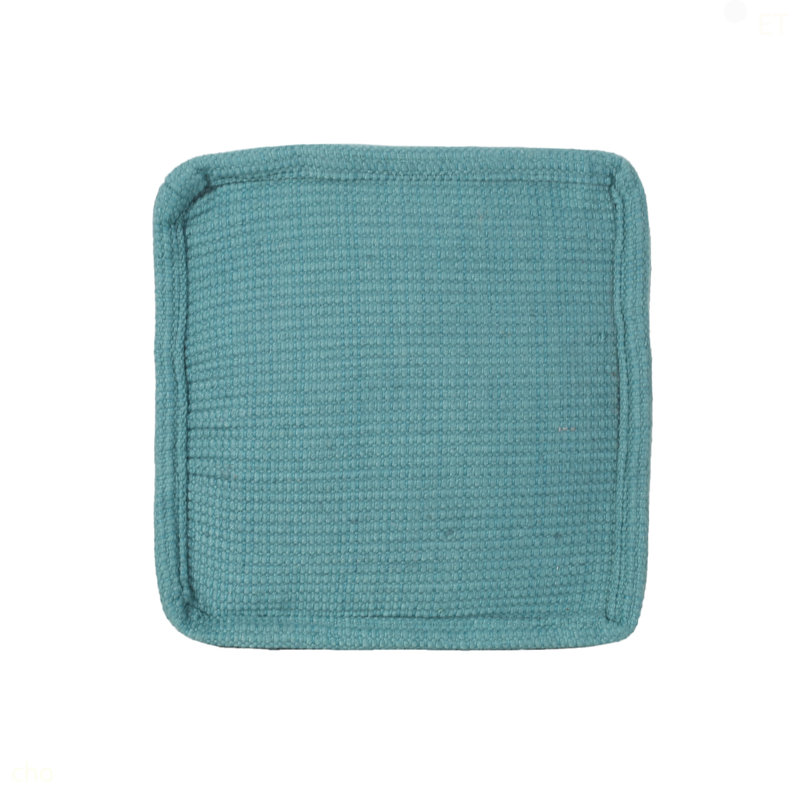Yarn Square Pouf, Teal