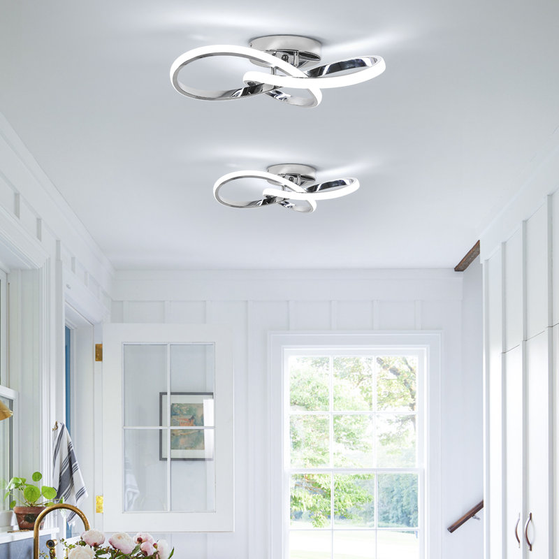 Modern LED Ceiling Light, 20W Modern Spiral Design LED Lamp, Chrome, 3000K-6000K(Color Temperature Adjustable)