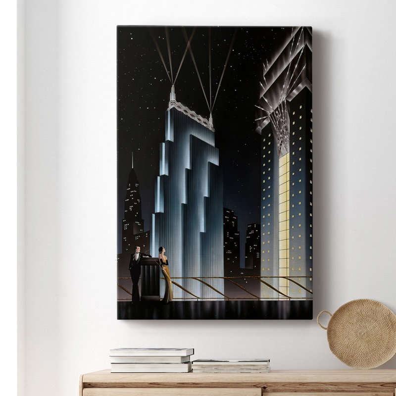 Into The Night - Toile tendue avec châssis de qualité supérieure - prête à être accrochée, H 18 po x l 12 po x P 1,5 po