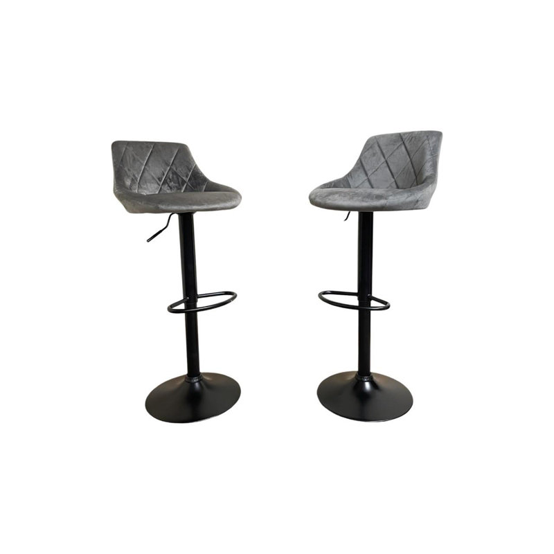 Lillyana Swivel Upholstered Adjustable Height Counter Stool with Metal Frame, Grey