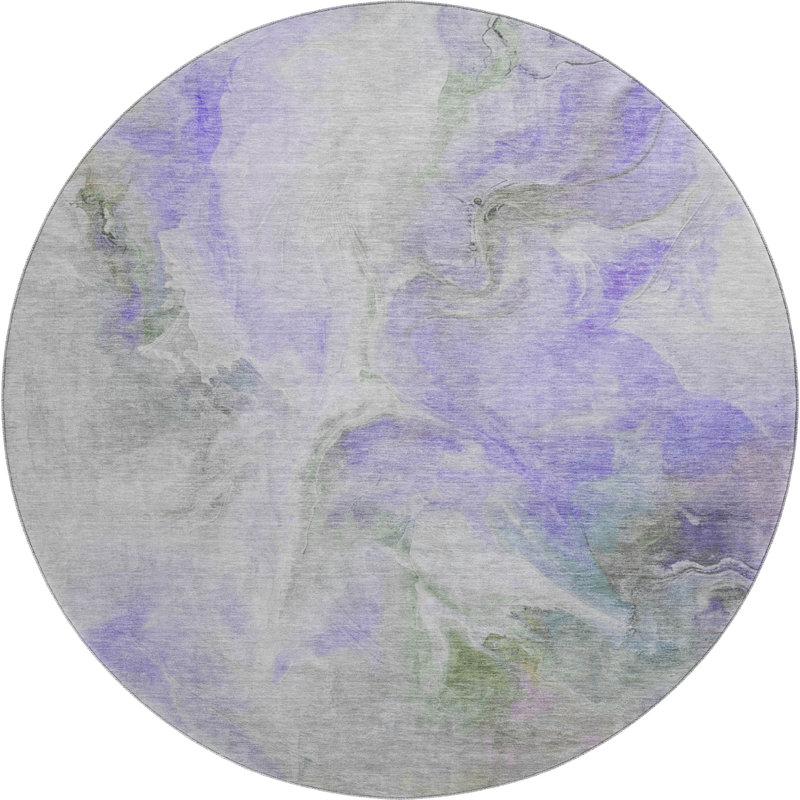 Premium Machine Washable Slesnick AMF1679 Abstract Rug, Round 8'