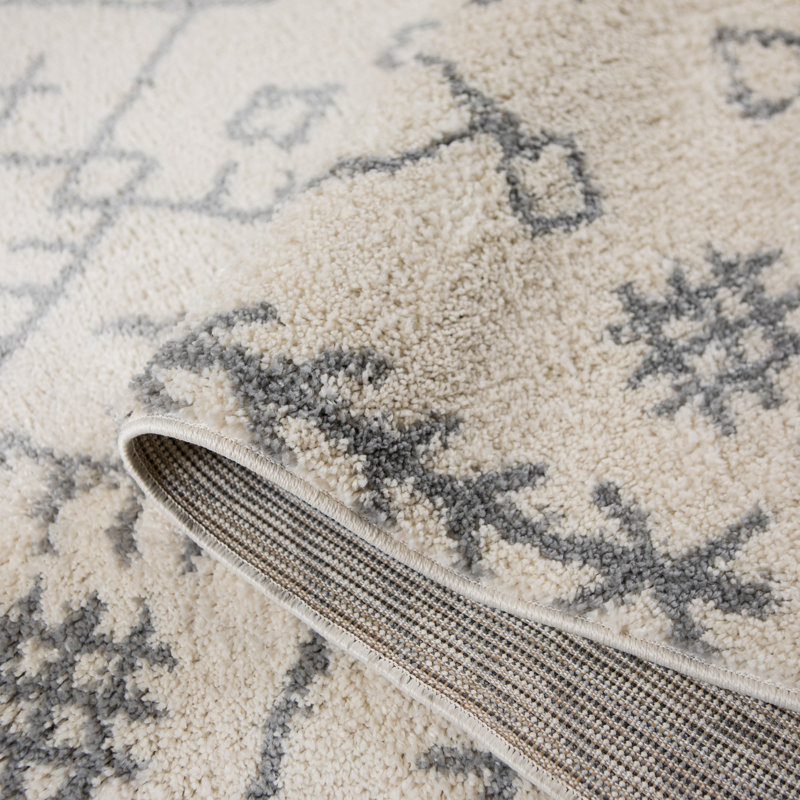 Francelino Low Shag Modern Farmhouse Ivory/Gray Performance Area Rug, Rectangle 2' x 3'