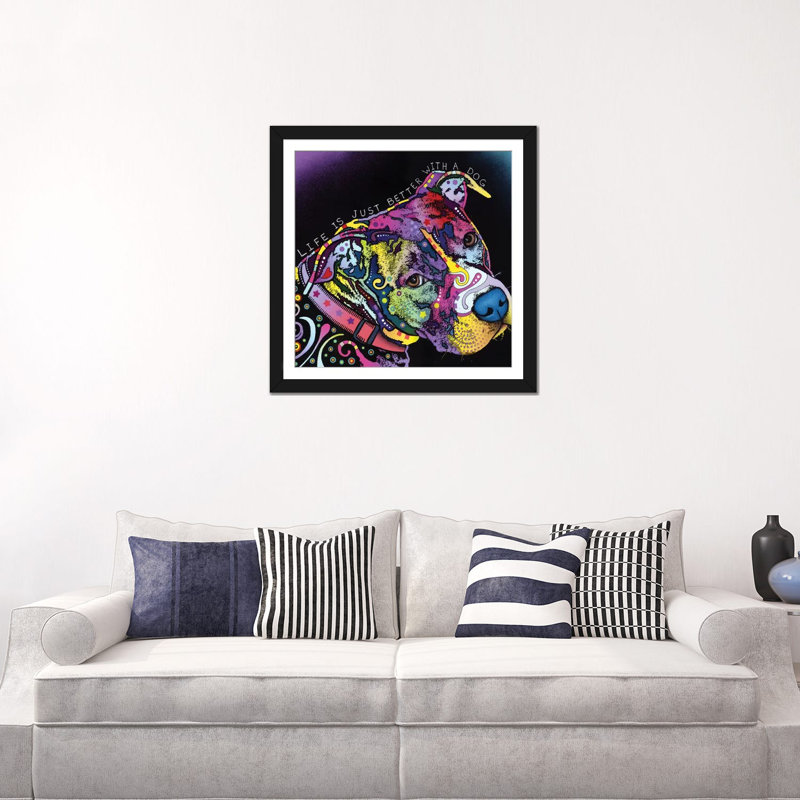 « life is juste meilleur », reproduction d’impression sur toile tendue Dean Russo, H 24 po x l 24 po x P 1 po, Blanc