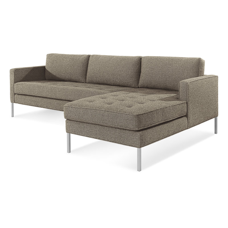 Paramount Chaise Sectional, Stainless Steel, Sanford Ceramic Crossweave, Right Hand Facing