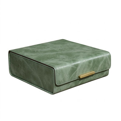 Genuine Nappa Leather Jewelry Box For Him In Vintage Moss Green