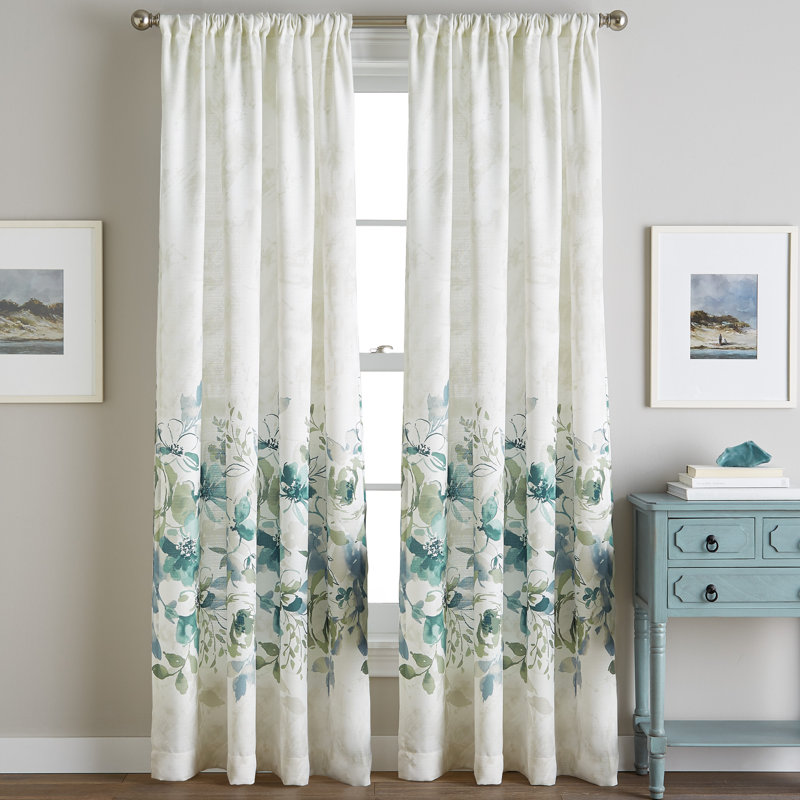 Panneau de rideau simple semi-diaphane Edmonton, Aigue-marine, L 50 po x L 84 po