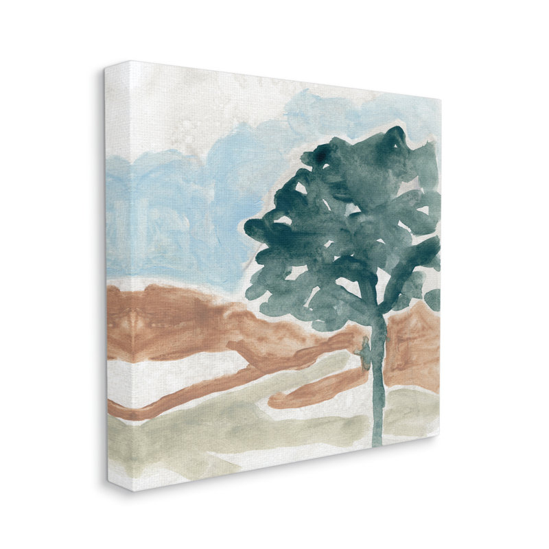 Arbre en forme de paysage abstrait de montagnes, Toile tendue, H 17 po x l 17 po