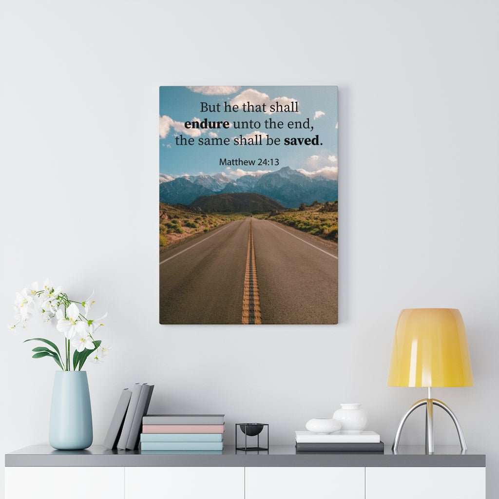 Blue Elephant He Shall Be Saved Matthew 24:13 - Wrapped Canvas ...