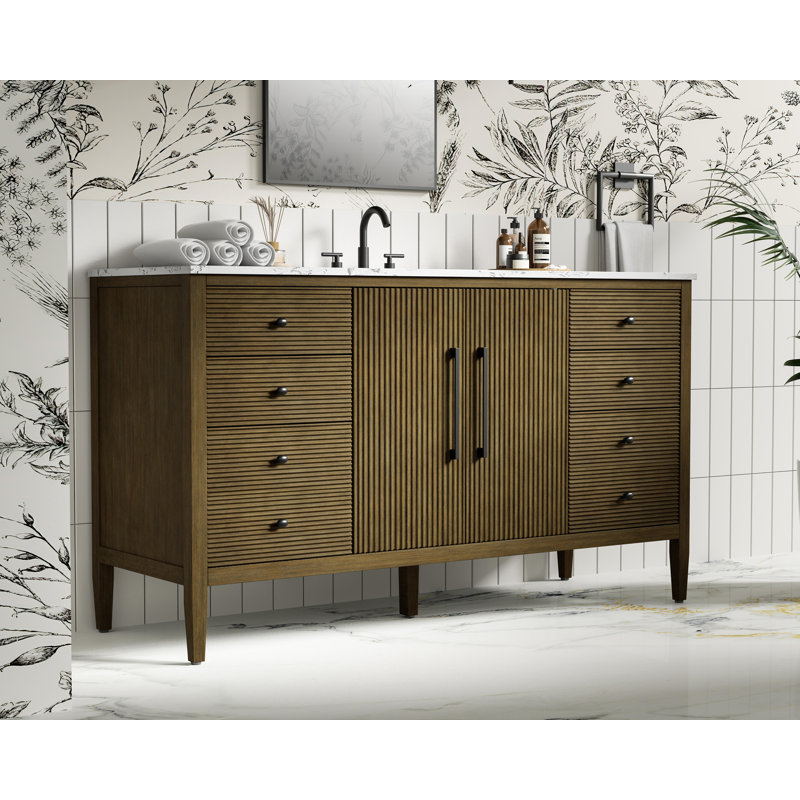 Meuble-lavabo simple 60 po, Noisette chêne