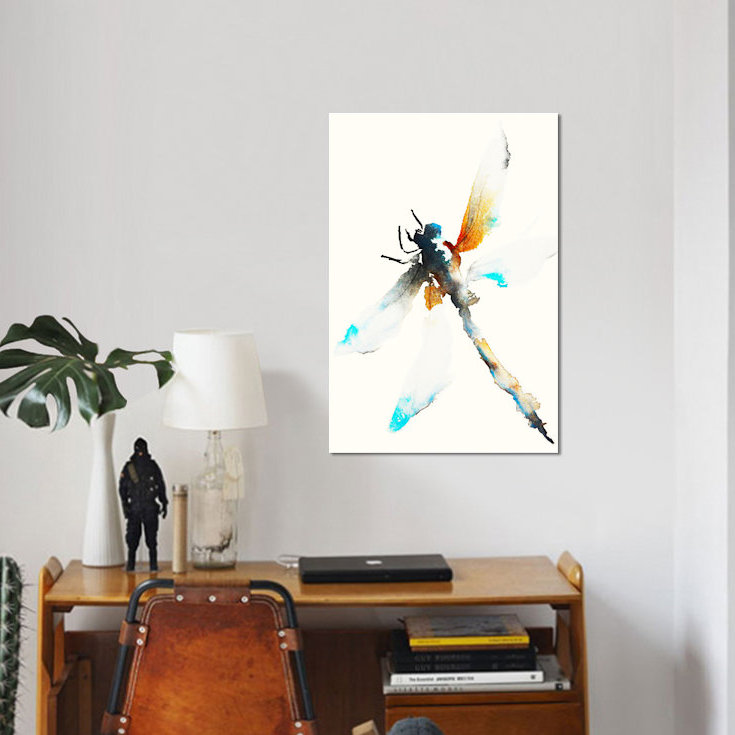 «Blue and Brown Dragonfly», reproduction sur toile, H 18 po x l 12 po x P 1,5 po, Toile tendue, Pas de tapis
