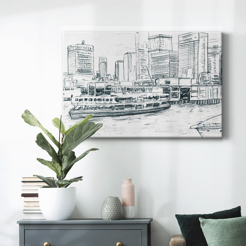 Toile tendue avec bacs de traversier IV, H 40 po x l 60 po