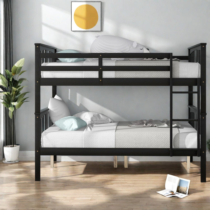 Space-saving Full Bunk Beds, Solid Wood Frame, Rustic Espresso Finish