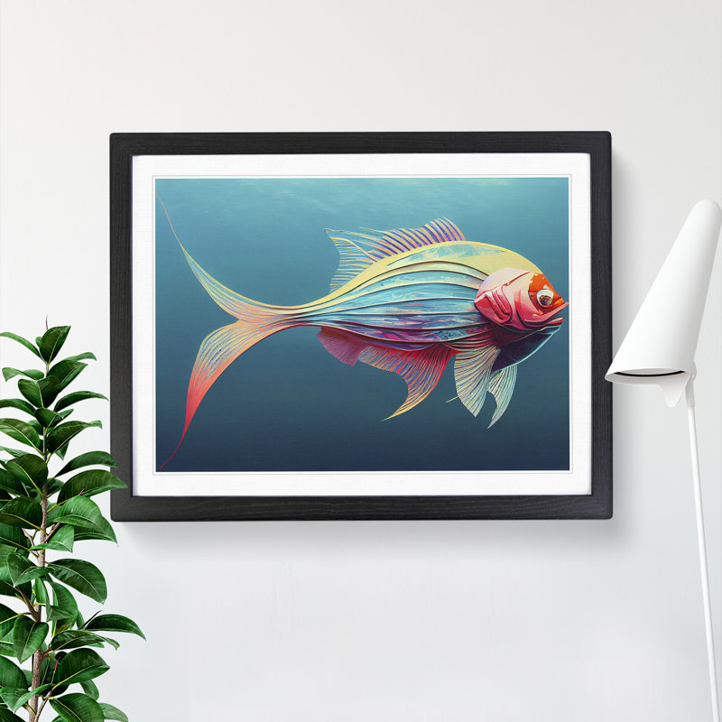 Swimming Fish Vol.1 - Single Picture Frame Print, Black, 46cm H x 64cm W