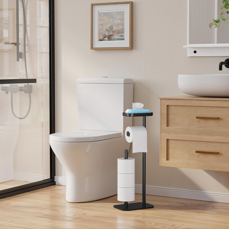 Porte-papier hygiénique sur pied, Noir