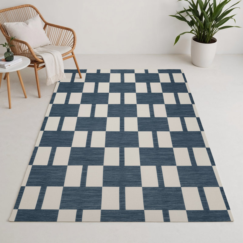 Tapis d'intérieur et d'extérieur à carreaux gris, Rectangle 9 pi x 12 pi