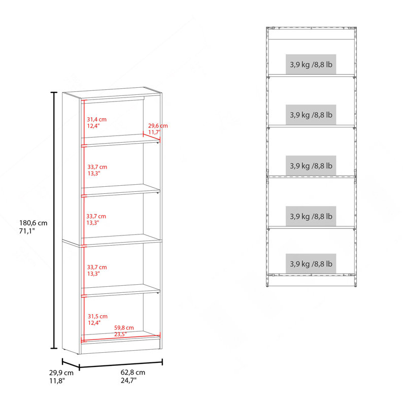 Bibliothèque Home 4 tablettes Kronos, rangement ouvert, noyer teint