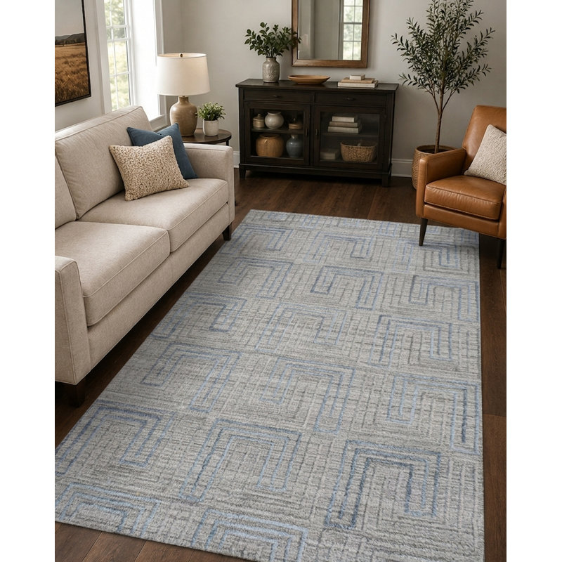 Tapis d'intérieur en polypropylène géométrique multicolore tissé à la main, Rectangle 5 pi x 8 pi