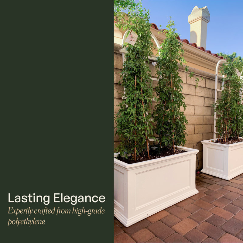 White 20x36 Polyethylene Outdoor Patio Planter with Water Reservoir