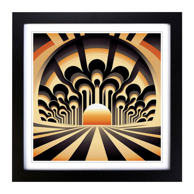 Art Deco Sunset Op Art No.1 - Framed Print