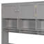 Lit plateforme simple en bois avec bureau, armoire, armoires, tiroirs et tablettes-1139970385