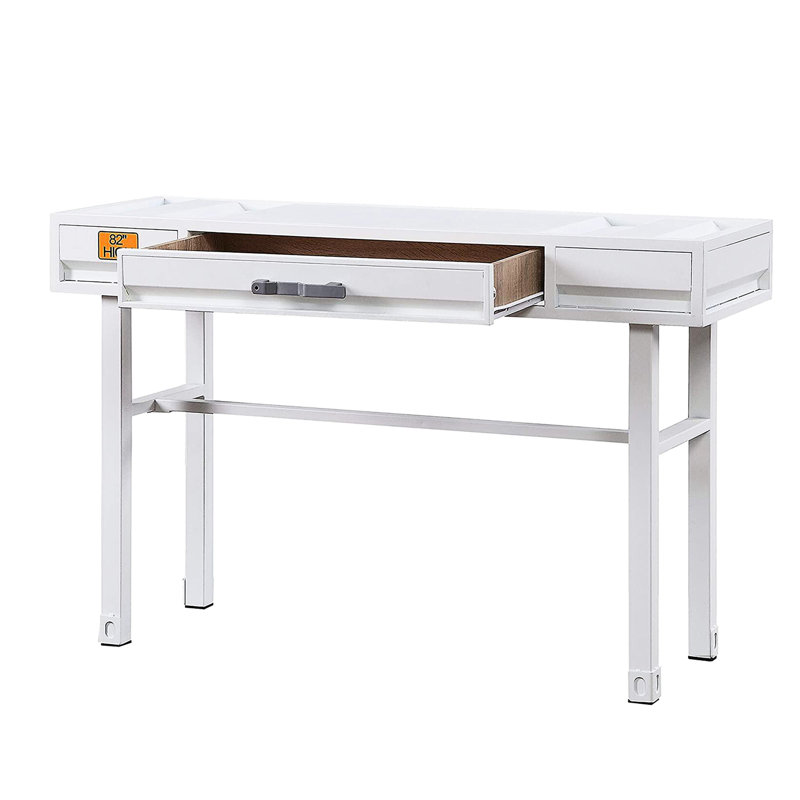 Metal Vanity Desk with One Drawer, White  On-Site