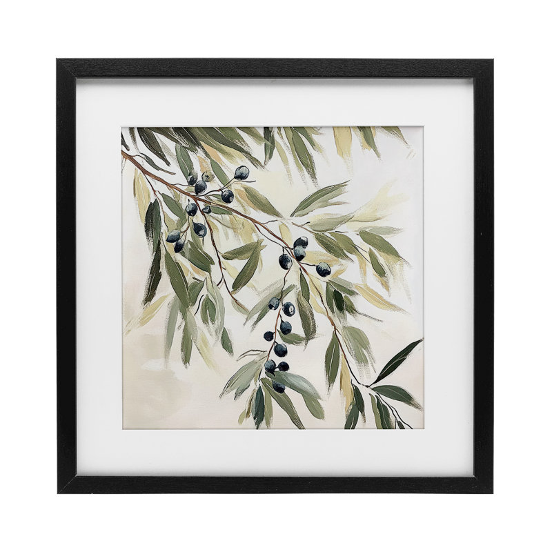 «Olive Petals in Pastel», reproduction encadrée sous verre, conception de Mona Grace, H 13 po x l 13 po, Cadre noir minuit