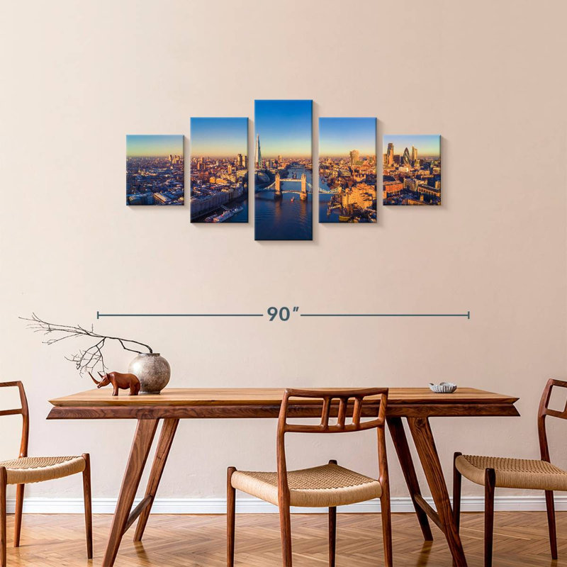 London Aerial View, 34" H x 74" W