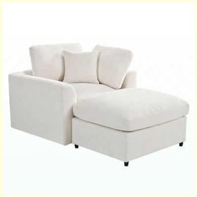 Modern Chenille Ottoman for Living Room, Apartment, Bedroom