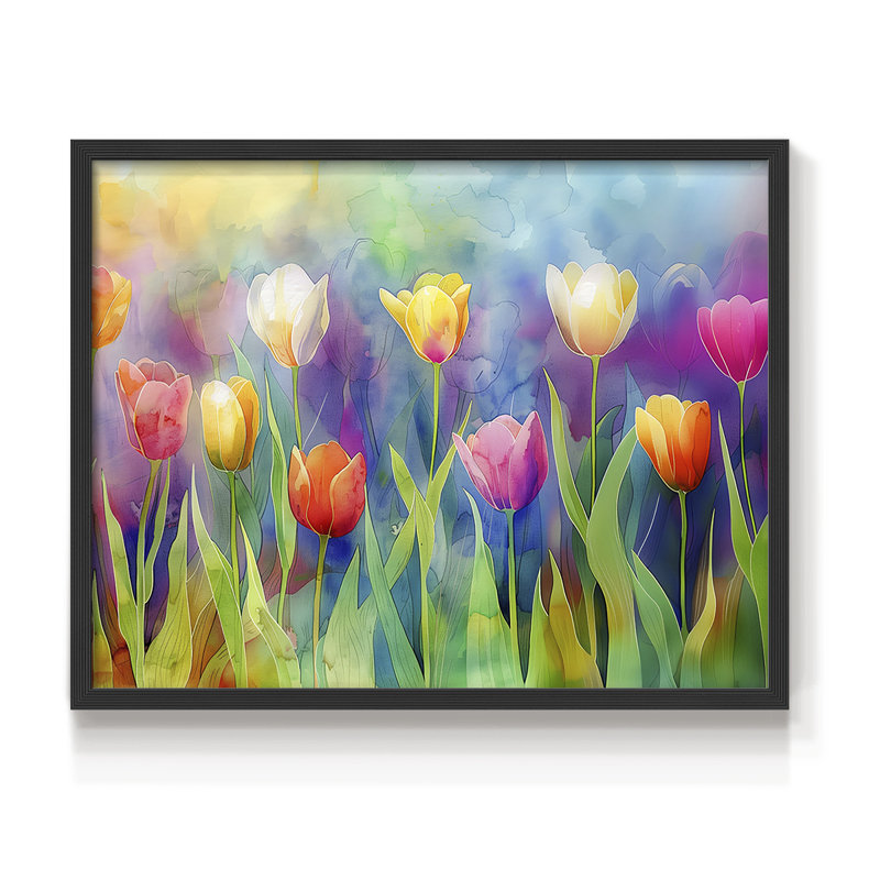 Série florale - CXIX - reproduction encadrée, H 11 po x l 14 po, Noir, noir, noir, noir