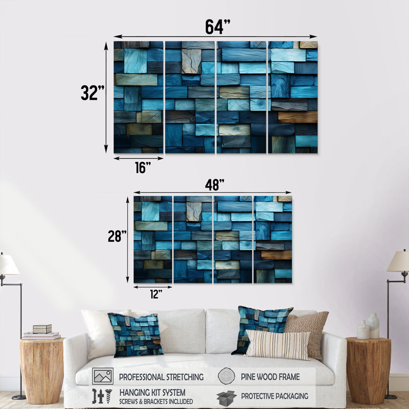 Boho Earth Element Stones Mosaic III - Boho Mosaic, art mural 4 pièces, H 28 po x l 48 po