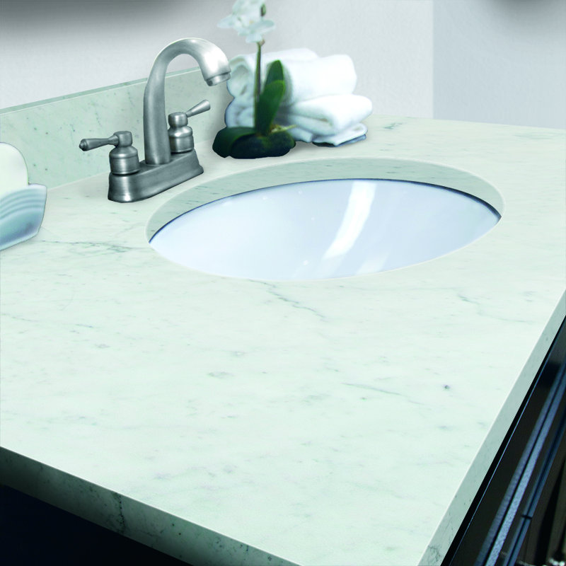 Comptoir de meuble-lavabo simple 37" en blanc avec lavabo, 4" Centres