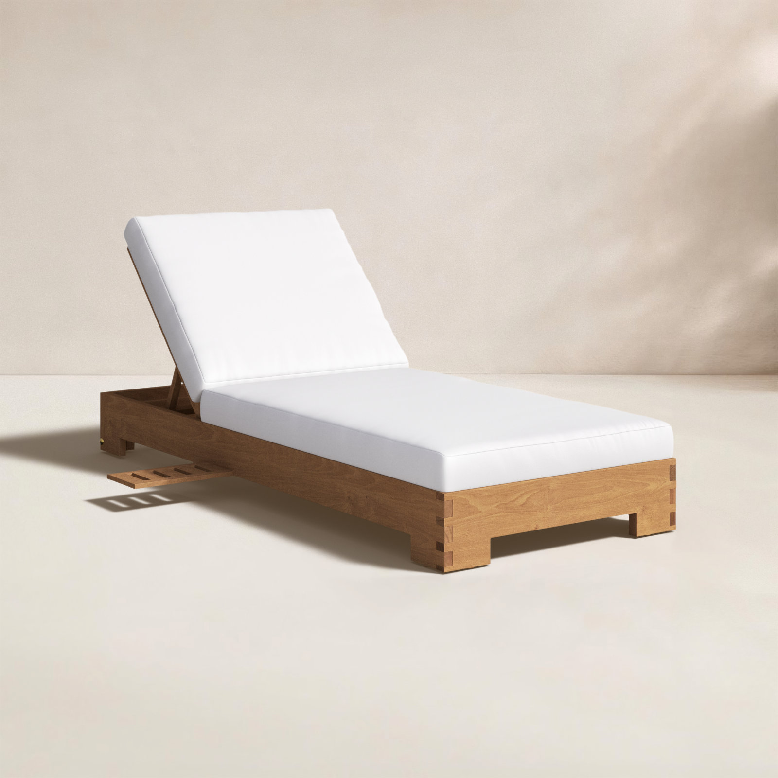 Jess Teak Single Chaise Lounger White Cushions