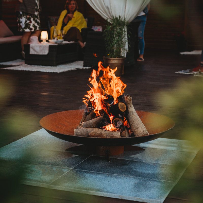 Round Steel Wood Burning Smokeless Fire Pit, 26cm H x 91cm W x 91cm D