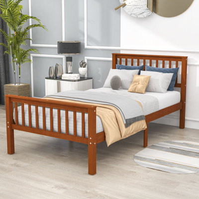 Beton Twin Size,Wood Bed with Headboard and Footboard