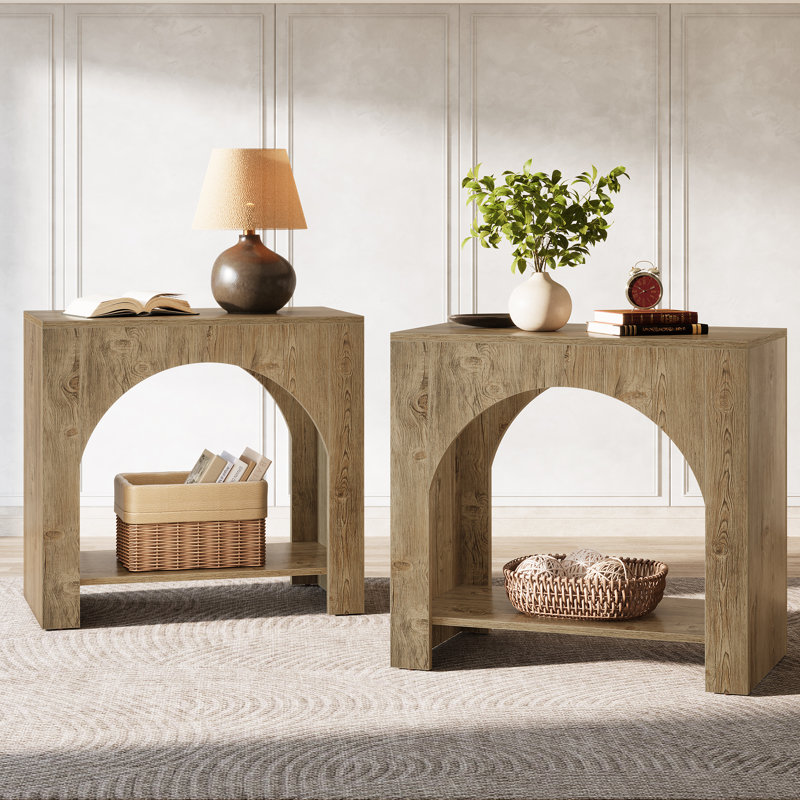 Set Of 2 Nightstand, Light Brown Oak