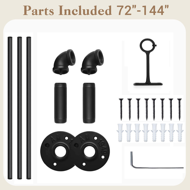 Tringle à rideaux ajustable Minnick, 72” – 144”