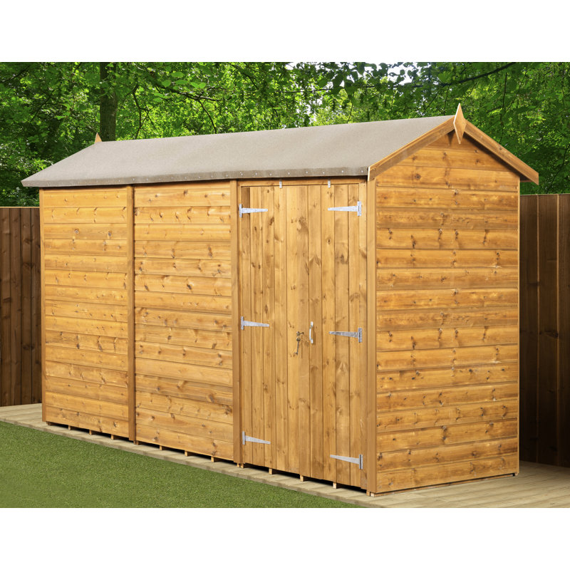 Modular Apex Garden Shed  12X4 No Windows Double Door