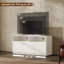 Meuble télé blanc 47,2 po pour téléviseur de 50 po, console multimédia compacte en bois moderne avec armoires de rangement et gestion des câbles pour les petits espaces de la chambre à coucher du salon-131560470