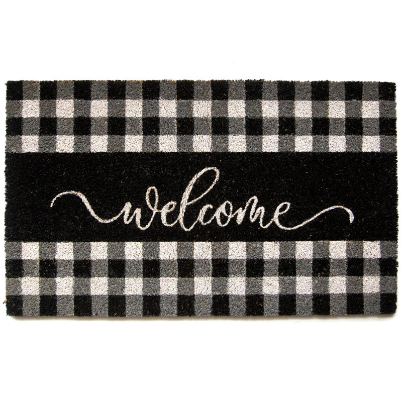 Black and White Check Welcome Mat