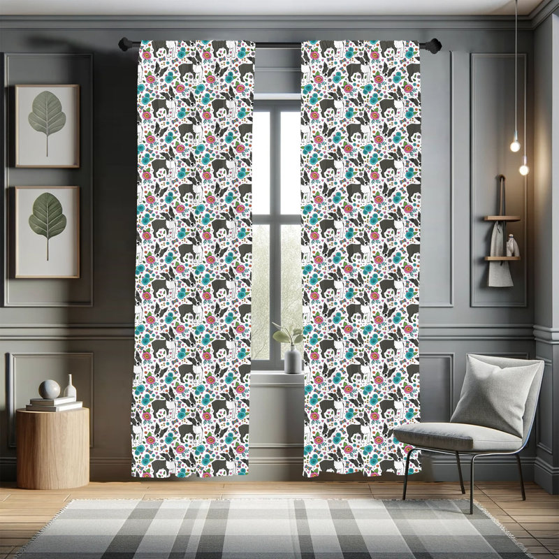 Dogs Semi-Sheer Rod Pocket Curtain Panels, 28" x 63"
