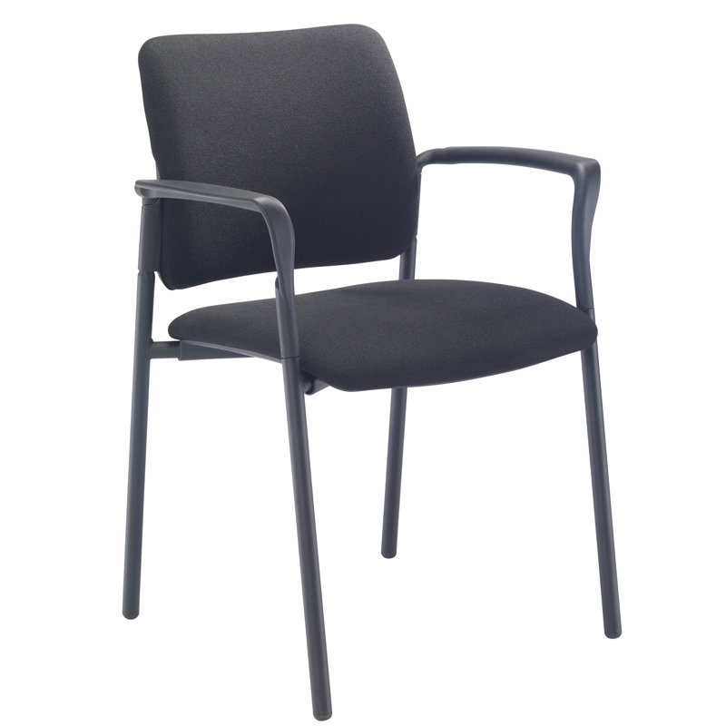 Pia 45cm H Polyester Blend Upholstered Folding Stacking Armchair, Black
