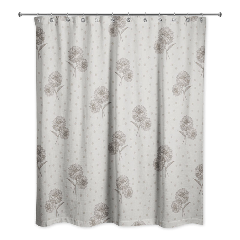Rideau de douche simple à motif floral, gris