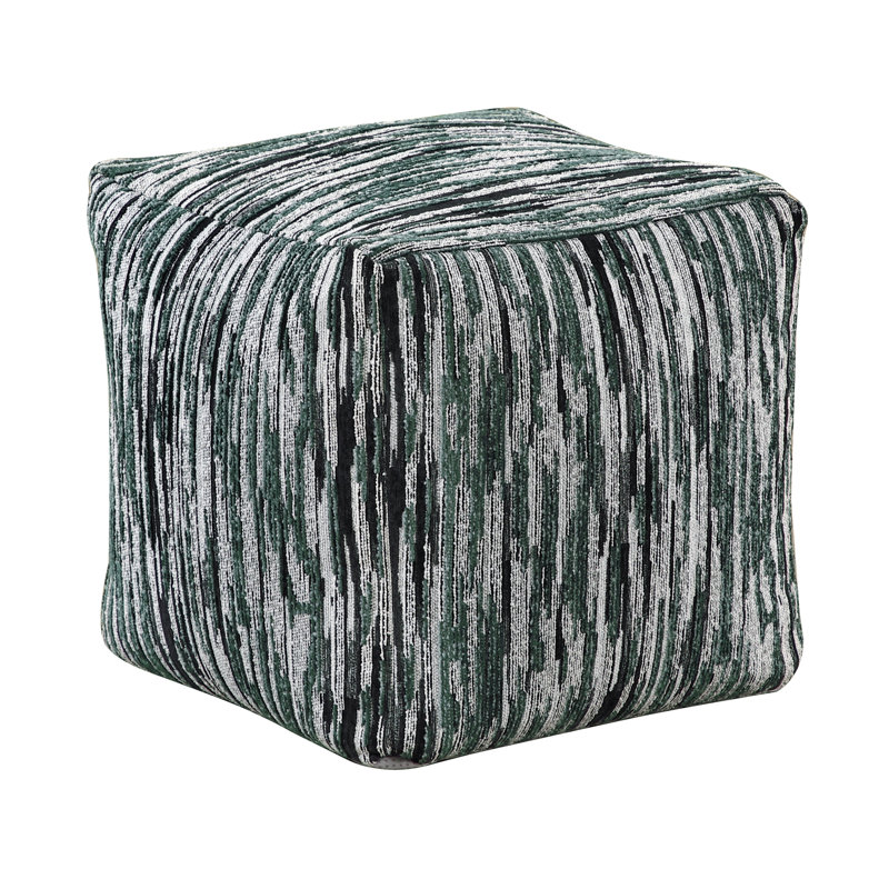 Modern Fabric Upholstered Pouf , Multi-Color, Non-Slip Base, Spot Clean Only With Multi-Color And Zipper Closure