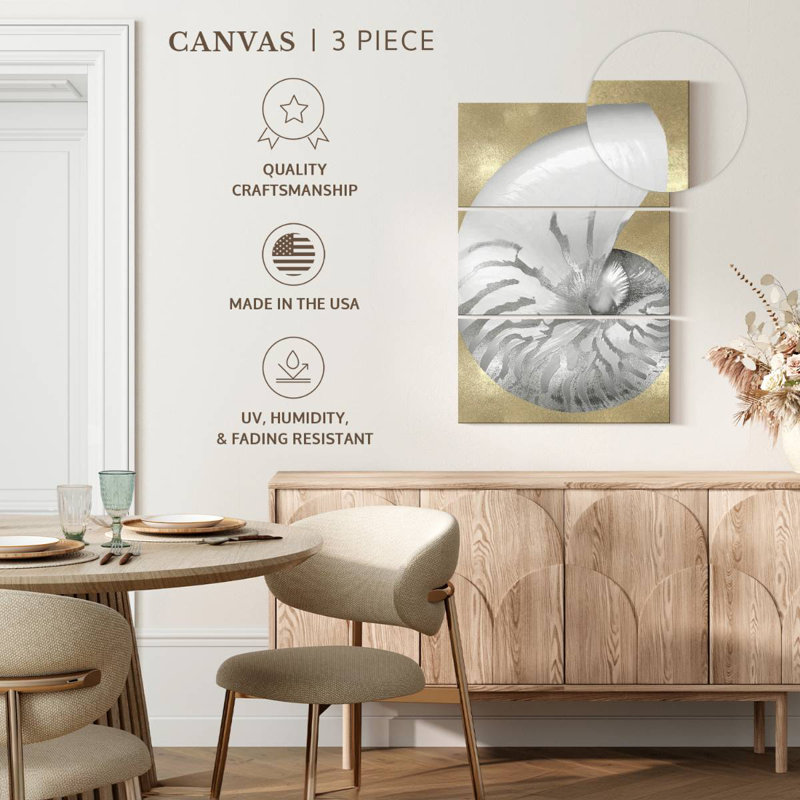 Aletra Silver Pearl Shell On Gold I, 32" H x 20" W