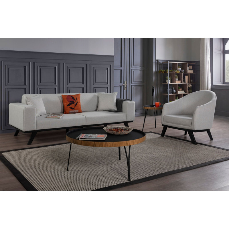 Fauteuil à oreilles, Brun, Gris clair
